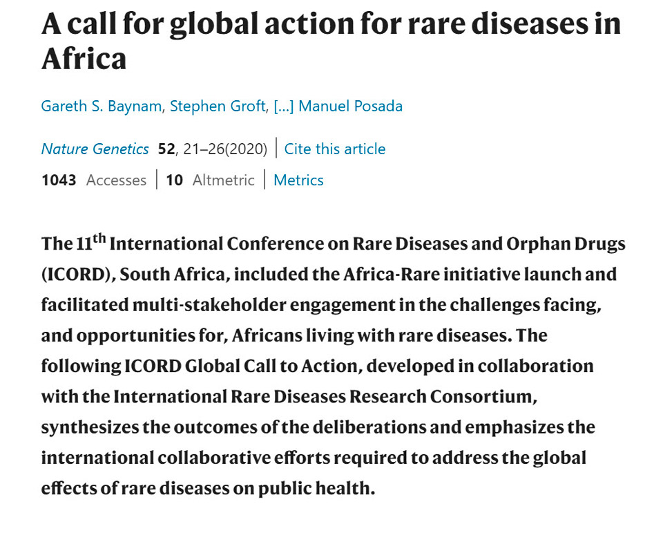 A call for global action for rare diseases in Africa